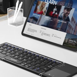 Foldable Blue tooth wireless Keyboard with Touchpad, Ultra Slim Compact,Black
